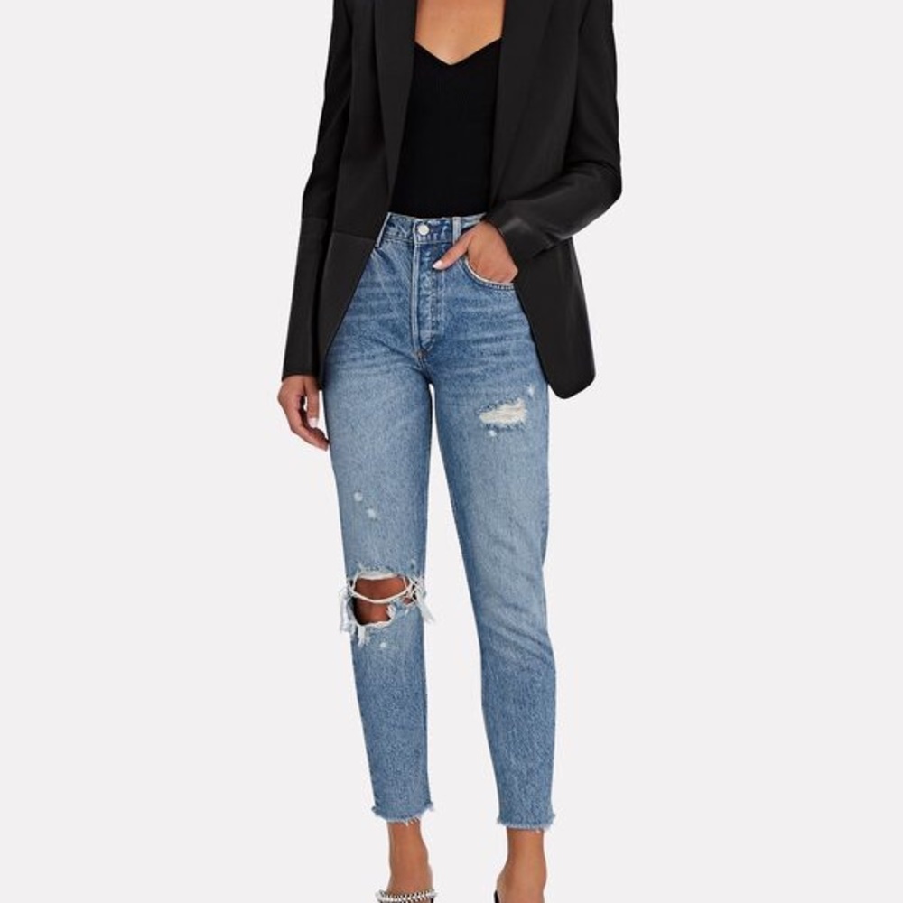 BOYISH Billy Distressed High-Rise Skinny Jeans in DENIM-LT size 27